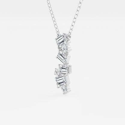 Emerald & Round Diamond Cascade Pendant in Platinum - 0.49 CTW | DE, VS1