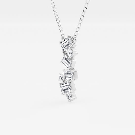Emerald & Round Diamond Cascade Pendant in Platinum - 0.49 CTW | DE, VS1