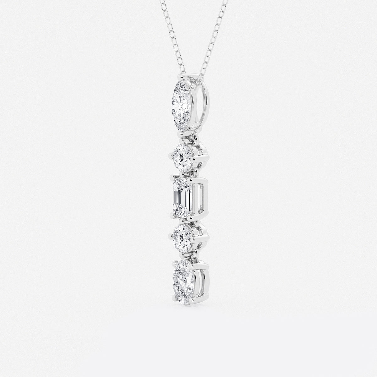Multi-Shape Diamond Pendant with Adjustable Chain in Platinum - 2 CTW | DE, VS1