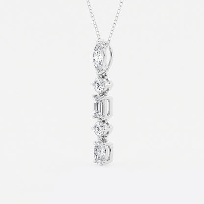 Multi-Shape Diamond Pendant with Adjustable Chain in Platinum - 2 CTW | DE, VS1