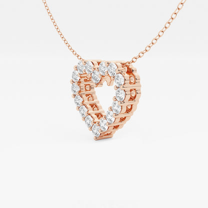 1 ctw Round Lab Grown Diamond Heart Pendant with Adjustable Chain    14K Rose Gold, DE, VS1
