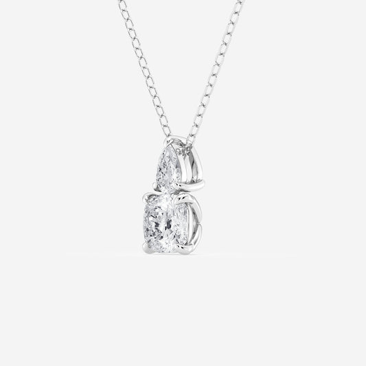 Toi Et Moi Cushion & Pear Diamond Pendant