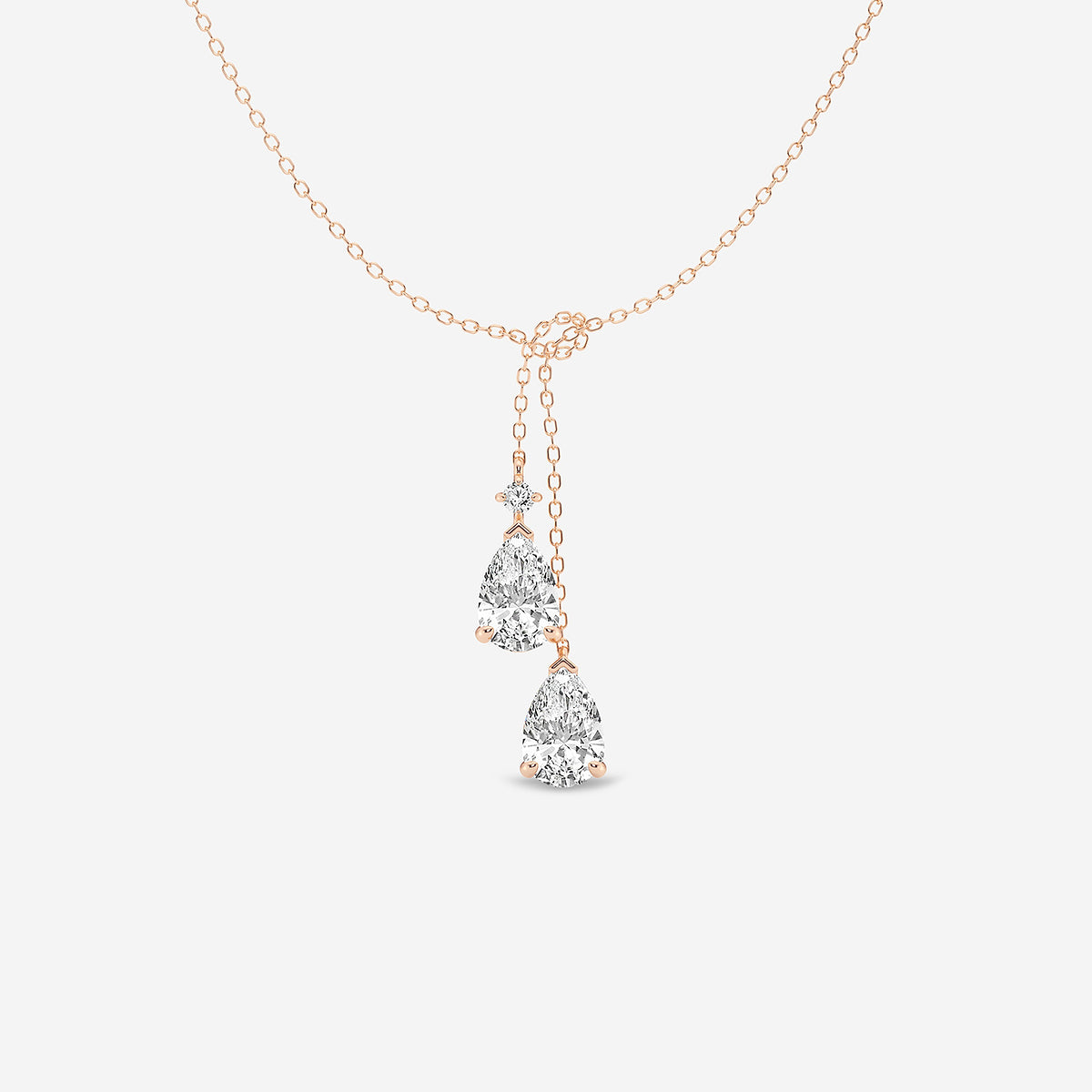 Pear Diamond Knot Pendant in 14K Rose Gold