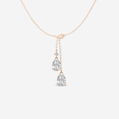 Pear Diamond Knot Pendant in 14K Rose Gold