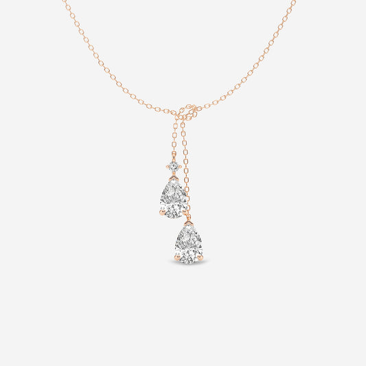 Pear Diamond Knot Pendant in 14K Rose Gold