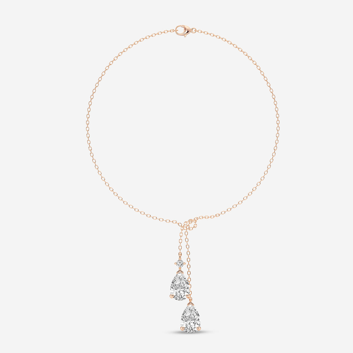 Pear Diamond Knot Pendant in 14K Rose Gold