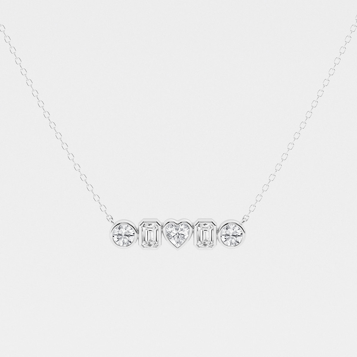 Multi-Shape Diamond Bezel Five Stone Pendant in Platinum - 1 CTW | DE, VS1