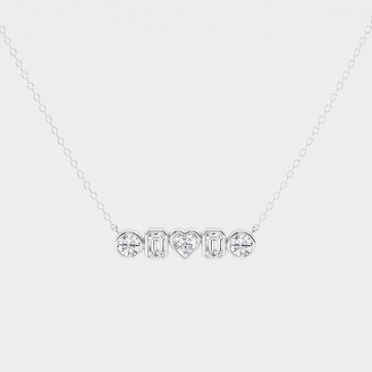 Multi-Shape Diamond Bezel Five Stone Pendant in Platinum - 1 CTW | DE, VS1