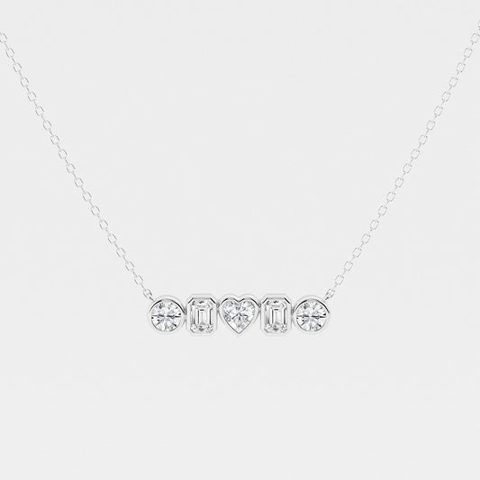 Multi-Shape Diamond Bezel Five Stone Pendant in Platinum - 1 CTW | DE, VS1