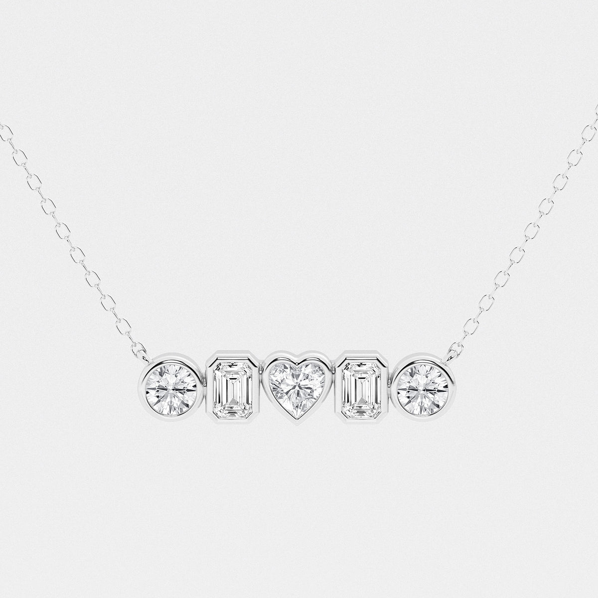 Multi-Shape Diamond Bezel Five Stone Pendant in Platinum - 1 CTW | DE, VS1