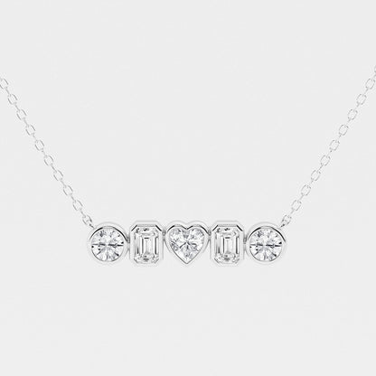 Multi-Shape Diamond Bezel Five Stone Pendant in Platinum - 1 CTW | DE, VS1