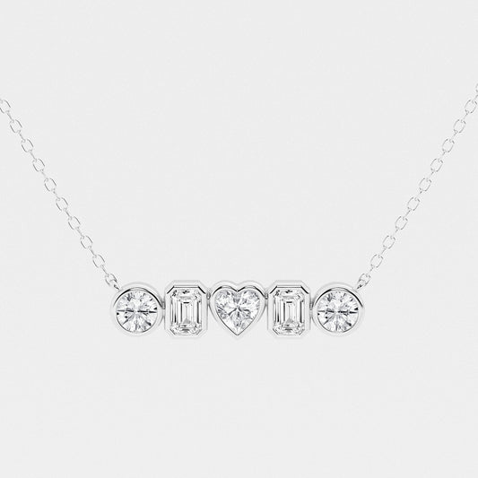 Multi-Shape Diamond Bezel Five Stone Pendant in Platinum - 1 CTW | DE, VS1