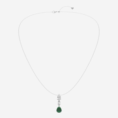 Pear Emerald & Diamond Pendant in 14K White Gold - 1.4 CTW | E, VS1 | IGI Certified