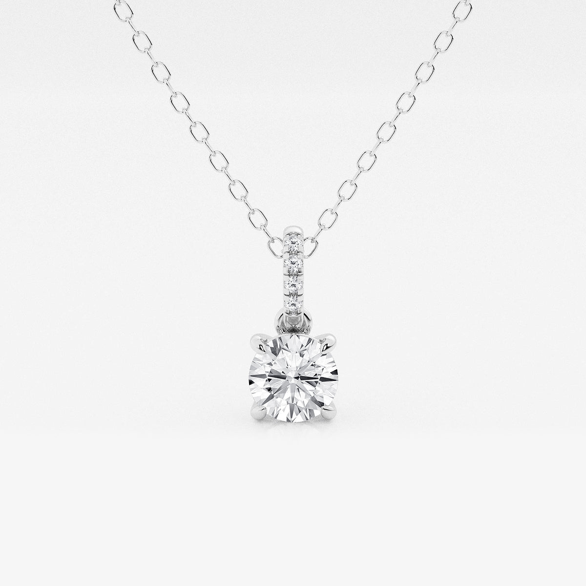 Round Diamond Hidden Halo Pendant with Diamond Bail