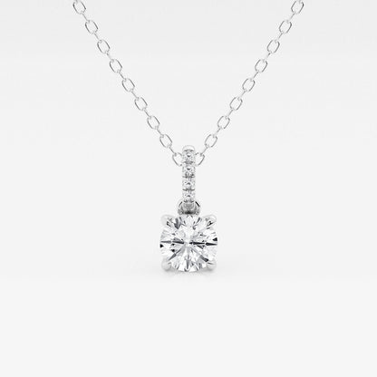 Round Diamond Hidden Halo Pendant with Diamond Bail