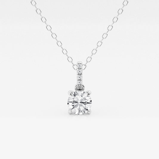 Round Diamond Hidden Halo Pendant with Diamond Bail