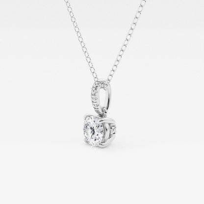 Round Diamond Hidden Halo Pendant with Diamond Bail