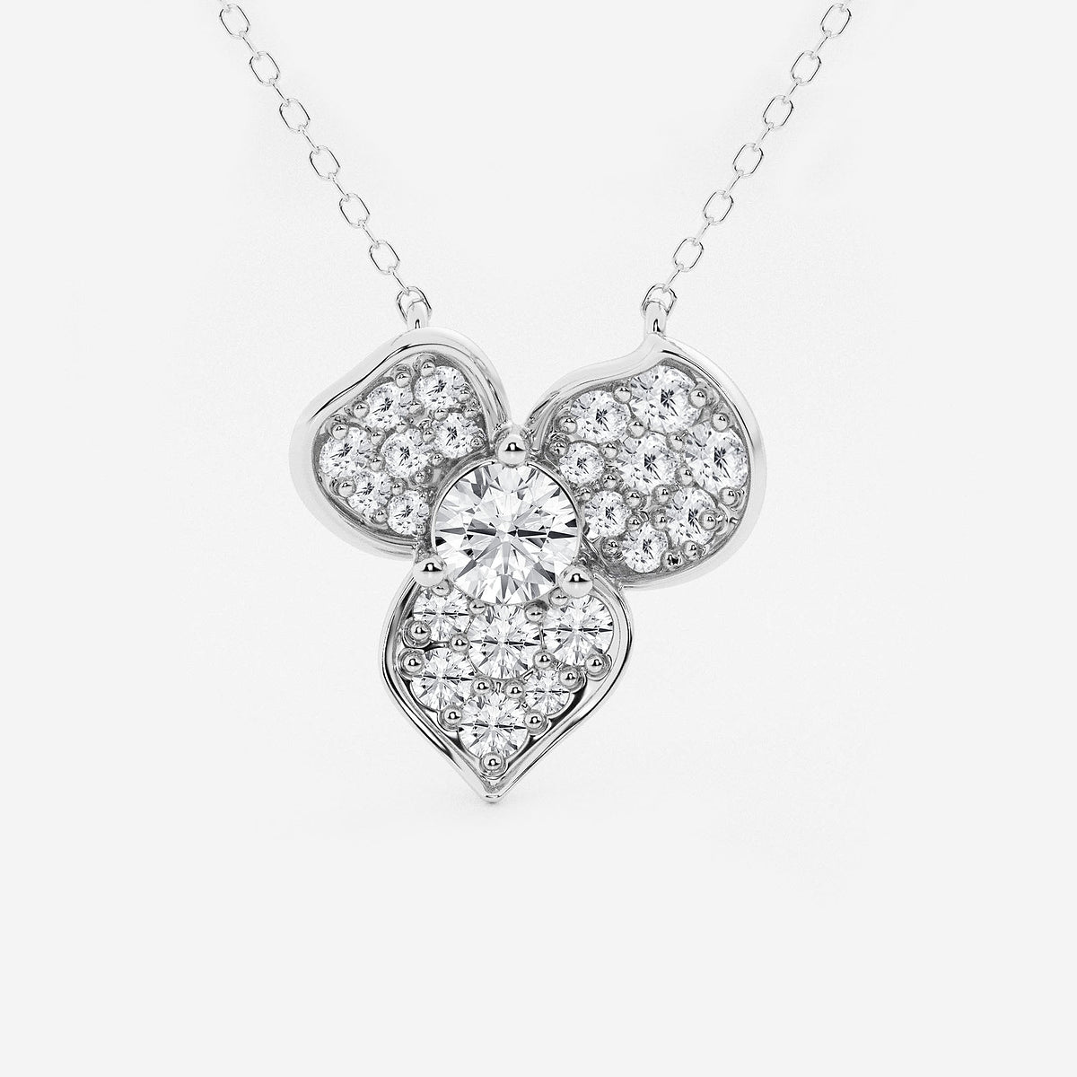 Pavé Flower Pendant in Platinum - 1 CTW | DE, VS1