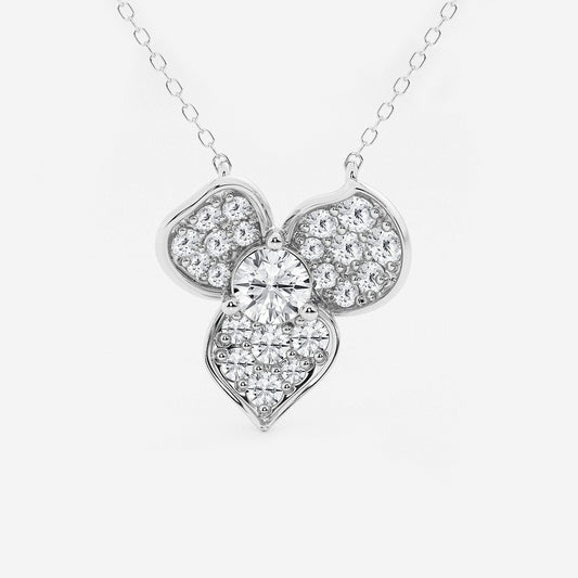 Pavé Flower Pendant in Platinum - 1 CTW | DE, VS1