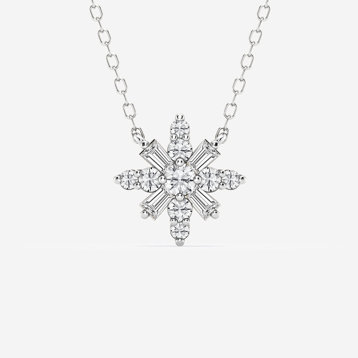 Snowflake Pendant with Adjustable Chain in Platinum
