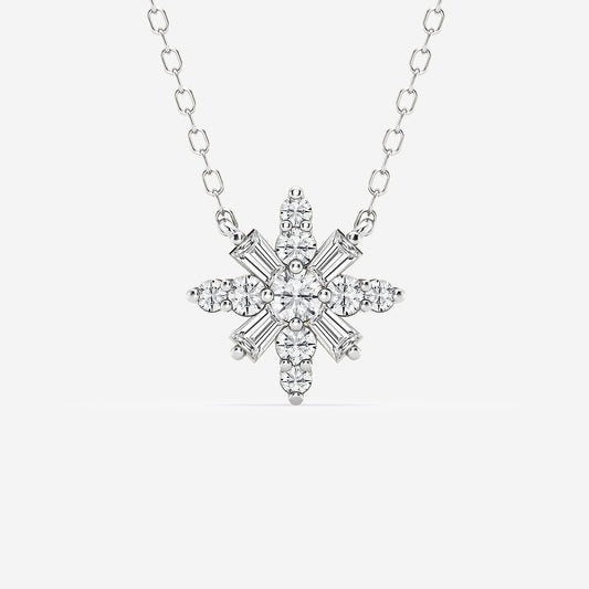 Snowflake Pendant with Adjustable Chain in Platinum