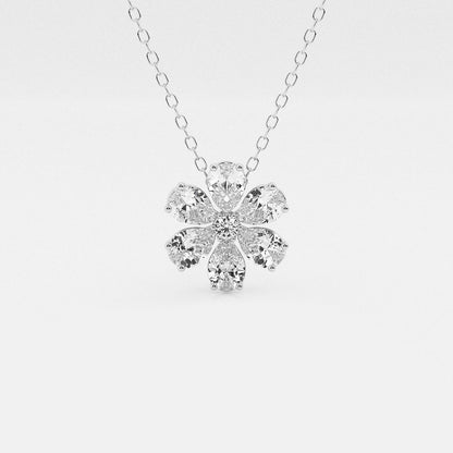 Pear & Round Diamond Flower Pendant