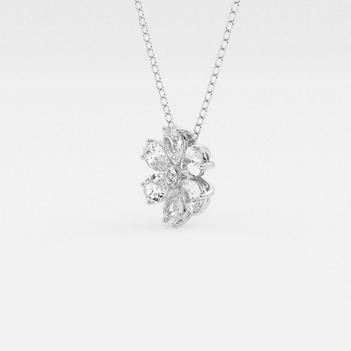 Pear & Round Diamond Flower Pendant