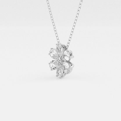 Pear & Round Diamond Flower Pendant