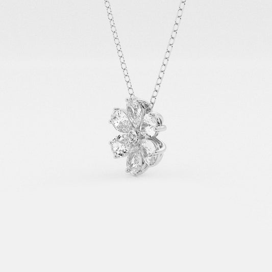 Pear & Round Diamond Flower Pendant