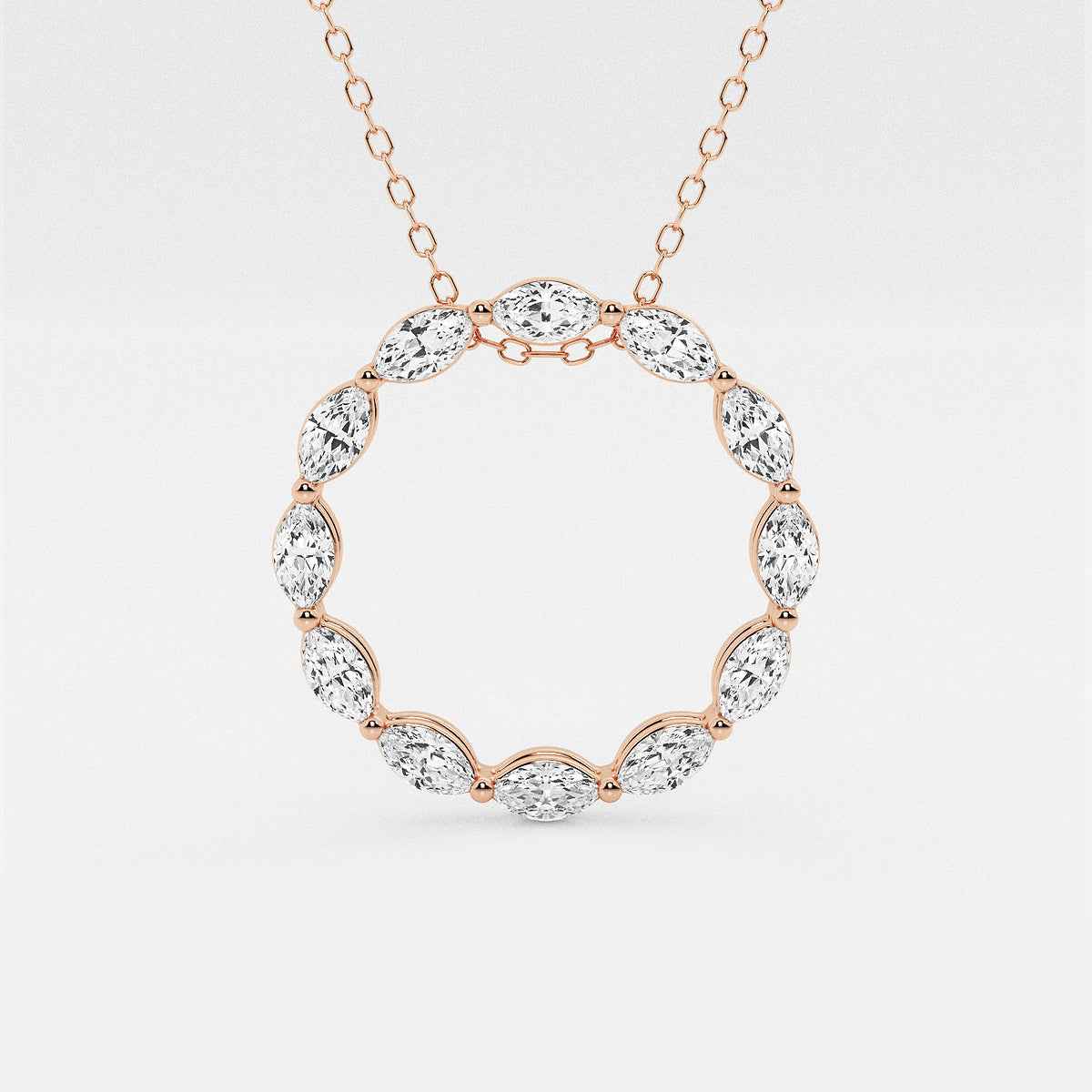 Marquise Diamond Circle Pendant with Adjustable Chain