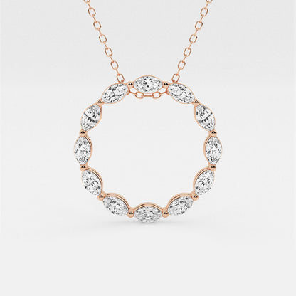 Marquise Diamond Circle Pendant with Adjustable Chain