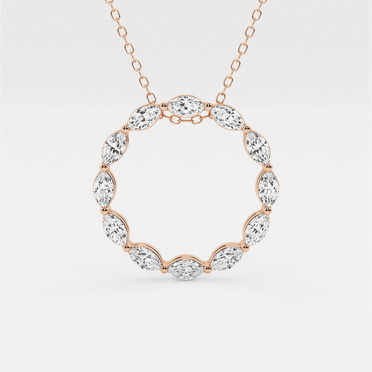 Marquise Diamond Circle Pendant with Adjustable Chain