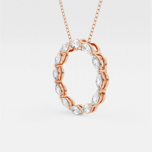 Marquise Diamond Circle Pendant with Adjustable Chain
