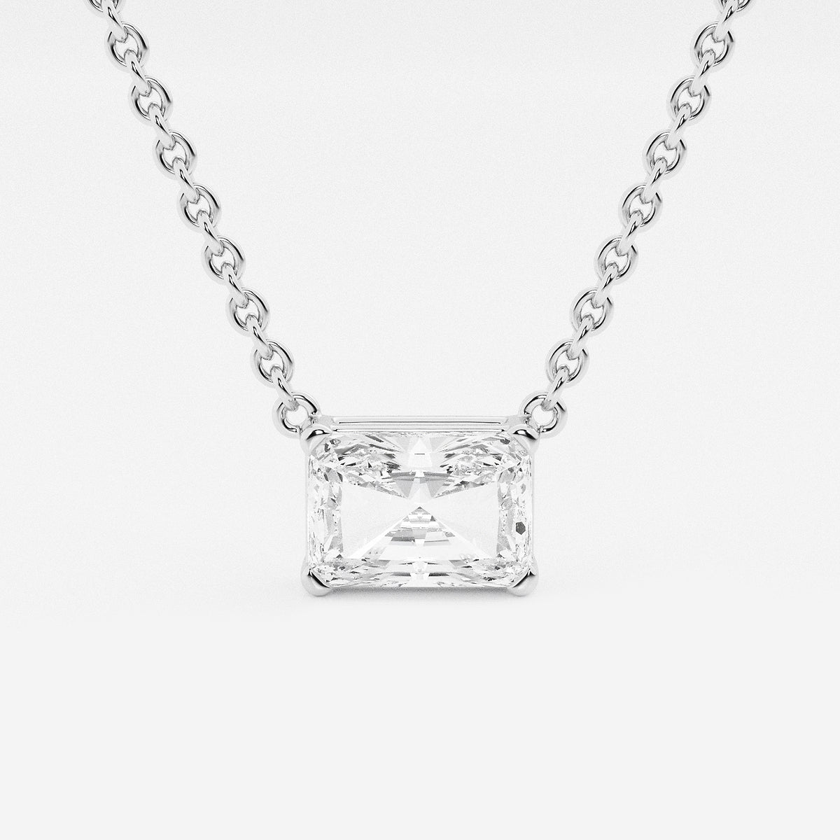 näas Ethereal 1 ctw Radiant Lab Grown Diamond Solitaire Pendant with Adjustable Chain    14K White Gold, E, VS1| IGI Certified, 1 ct Center