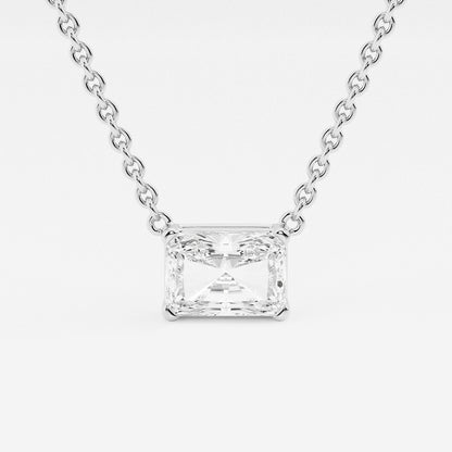 näas Ethereal 1 ctw Radiant Lab Grown Diamond Solitaire Pendant with Adjustable Chain    14K White Gold, E, VS1| IGI Certified, 1 ct Center