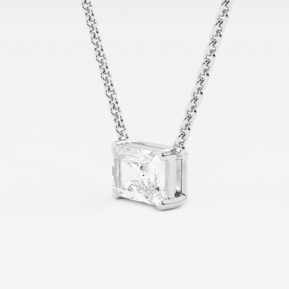 näas Ethereal 1 ctw Radiant Lab Grown Diamond Solitaire Pendant with Adjustable Chain    14K White Gold, E, VS1| IGI Certified, 1 ct Center
