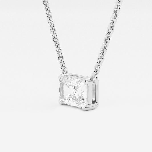 näas Ethereal 1 ctw Radiant Lab Grown Diamond Solitaire Pendant with Adjustable Chain    14K White Gold, E, VS1| IGI Certified, 1 ct Center