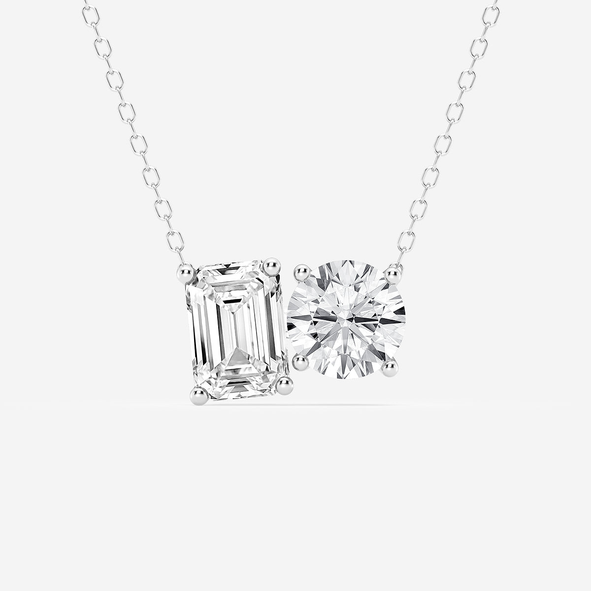 Toi Et Moi Emerald & Round Diamond Pendant