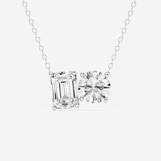 Toi Et Moi Emerald & Round Diamond Pendant