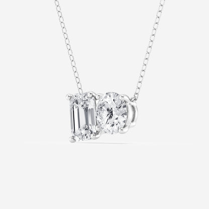 Toi Et Moi Emerald & Round Diamond Pendant