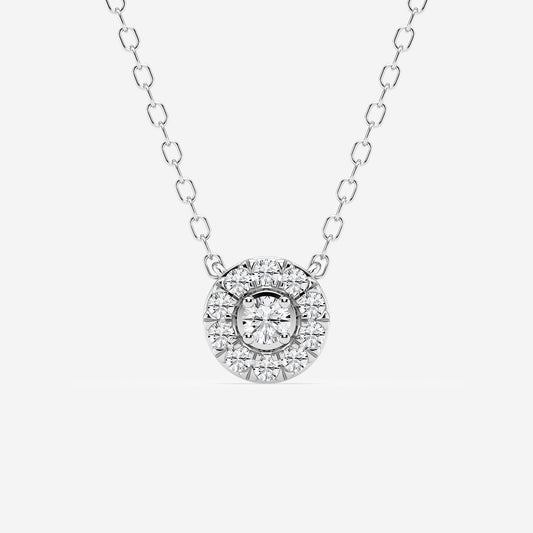 1/8 ctw Round Lab Grown Diamond Halo Pendant in Sterling Silver    Sterling Silver, DE, VS1| 0.05 ct Center