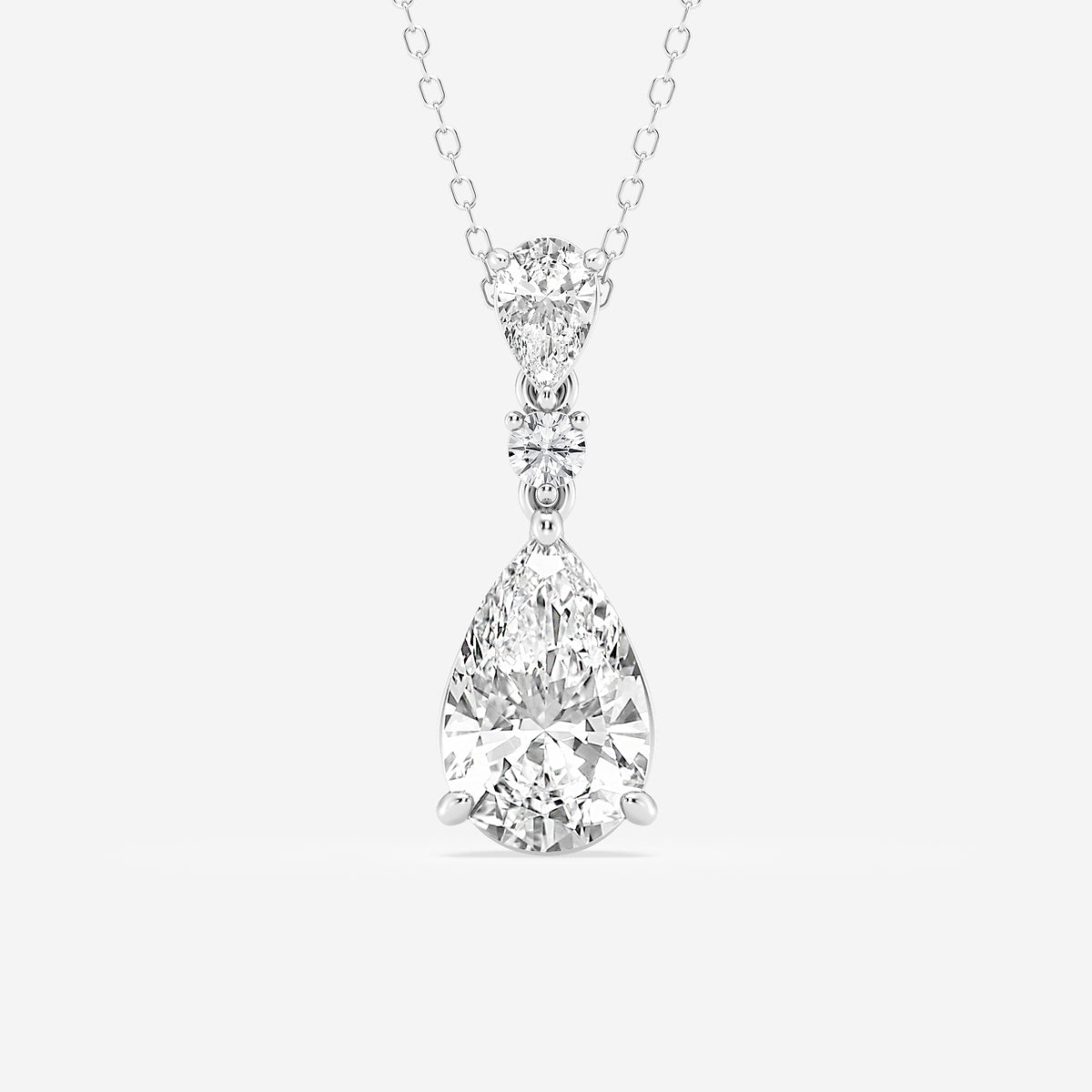 4 ctw Pear Lab Grown Diamond Hinged Pendant    Platinum, E, VS1| IGI Certified, 3 1/2 ct Center