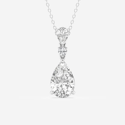 4 ctw Pear Lab Grown Diamond Hinged Pendant    Platinum, E, VS1| IGI Certified, 3 1/2 ct Center