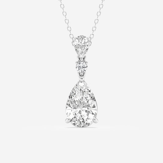 4 ctw Pear Lab Grown Diamond Hinged Pendant    Platinum, E, VS1| IGI Certified, 3 1/2 ct Center