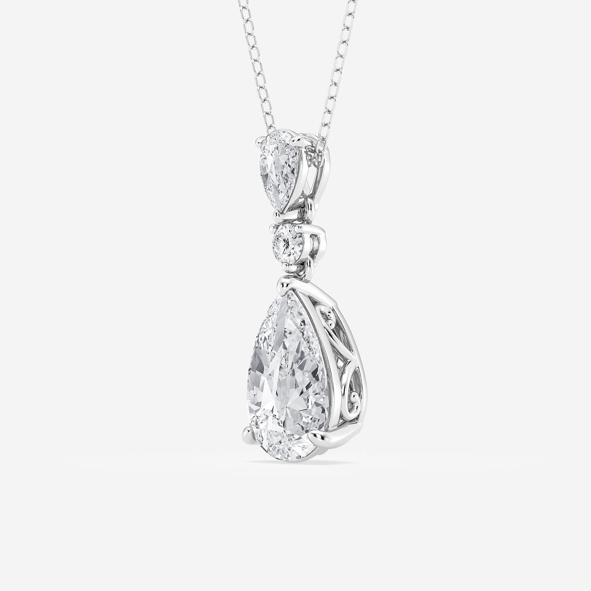 4 ctw Pear Lab Grown Diamond Hinged Pendant    Platinum, E, VS1| IGI Certified, 3 1/2 ct Center