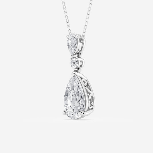 4 ctw Pear Lab Grown Diamond Hinged Pendant    Platinum, E, VS1| IGI Certified, 3 1/2 ct Center