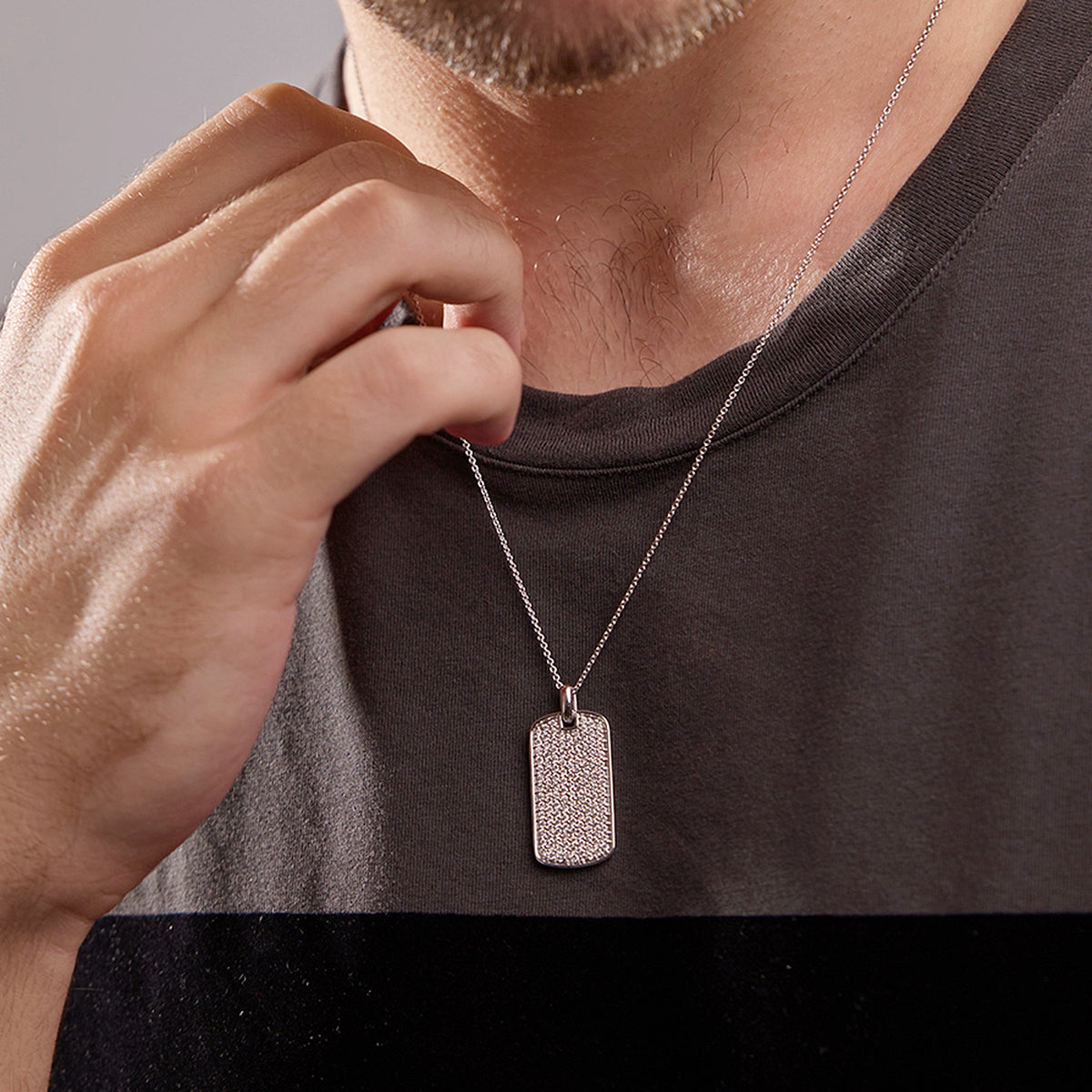 Diamond Tag Pendant in Sterling Silver