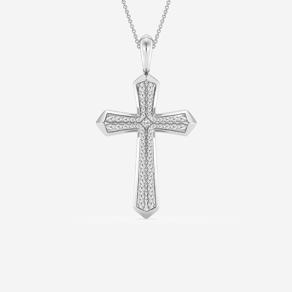 Diamond Double Row Cross Pendant