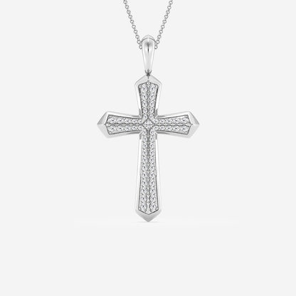 Diamond Double Row Cross Pendant