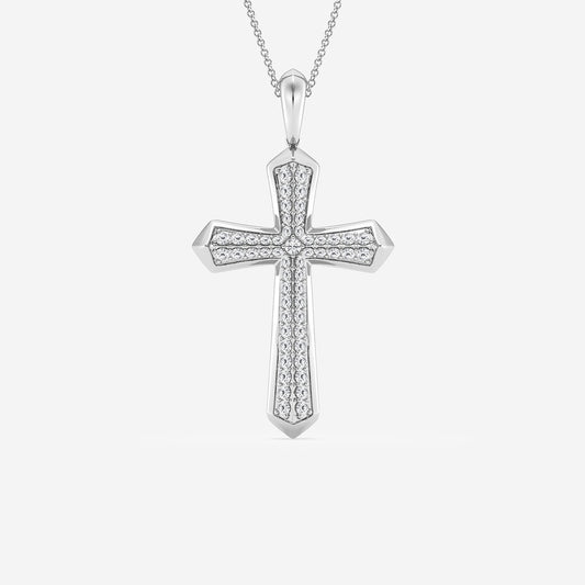 Diamond Double Row Cross Pendant